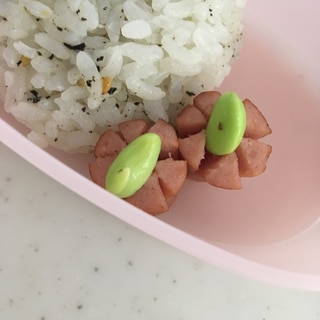 皮なしウインナーと枝豆のお花(^○^)